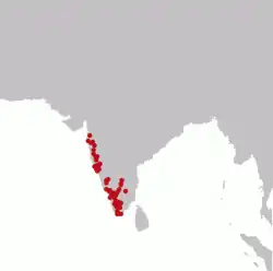 Distribución del Columba elphinstonii