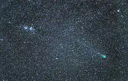 Cometa C2014_Q2 Lovejoy y el grupo de Perseo, doble imagen desde La Cañada, tomada el 27 de febrero de 2015