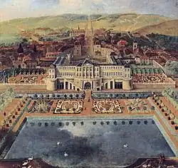 Pintura del château en el siglo XVIII (vista desde los jardines), artista anónimo