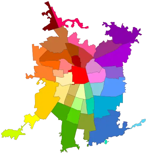 Mapa de las comunas del Gran Santiago.