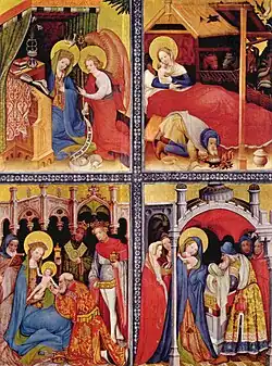 Detalle de un retablo de Conrad Soest, 1403.