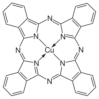 Ftalocianina cúprica, un pigmento sintético.