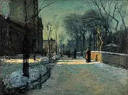 Crepúsculo de invierno a lo largo de Central Park