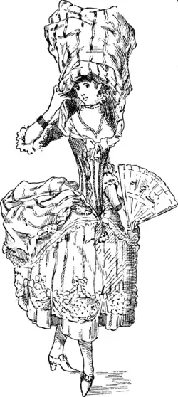 Dibujo burlesco exagerando el tamaño de peinado y cofia.