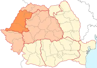 Mapa con la ubicación de Crișana en Rumania.