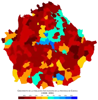 Crecimiento de la población por municipio entre 2008 y 2018