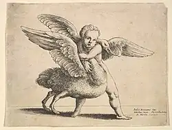 Cupido y el cisne (1652), de Wenzel Hollar, Museo Metropolitano de Arte, Nueva York