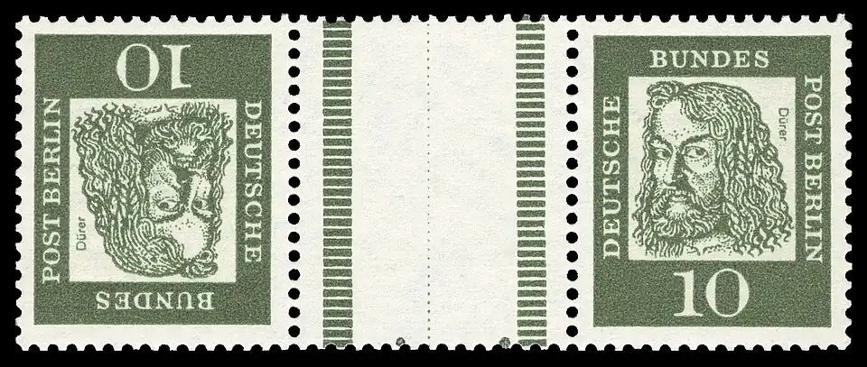 Alemania, 1961, conmemorativo a A. Dürer con interpanel[3]​ separador
