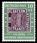 Alemania Occidental, 1949. Centenario del sello alemán: Schwarzer Einser de Baviera