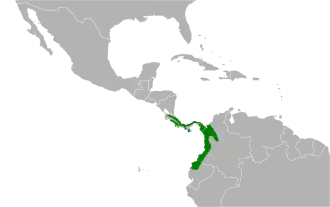 Distribución geográfica del dacnis muslirrojo.