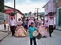 La Danza de la reinita hace referencia a los personajes de las abejas danzando alrededor del Santísimo Sacramento del Altar según cuenta la leyenda del nacimiento de la celebración de Corpus Christi. Suchiapa, Chiapas, México, 2017. Cortesía de Mariela TC.