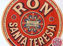 Primera etiqueta de Ron Santa Teresa, registrado en 1909
