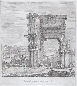 Dibujo de las ruinas enterradas, Stefano della Bella, 1656.