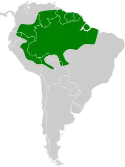 Distribución geográfica del trepatroncos barbiblanco.