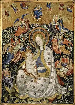 La Virgen y el Niño con ángeles en un jardín con un seto de rosas,[4]​ hacia 1430 Museo de Arte de Worcester