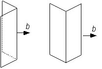 Diedros monoclínicos: esfenoide de forma saliente (izquierda) y domo con forma cóncava (derecha)