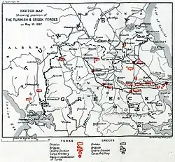 Disposición de las fuerzas griegas y otomanas el 10 de mayo