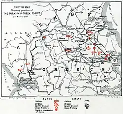 Disposición de las fuerzas griegas y otomanas el 4 de mayo