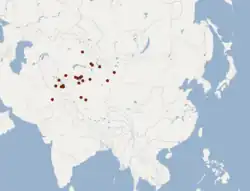 Mapa que muestra la distribución geográfica de este murciélago.