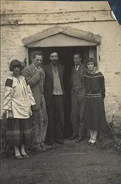 Dora Carrington; Ralph Partridge; Lytton Strachey; Oliver Strachey; Frances Partridge (née Marshall), 1923