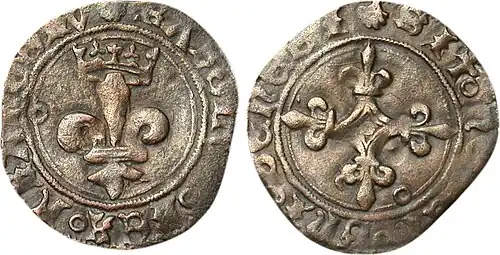 Doble tournois o niquet bajo Carlos VIII.