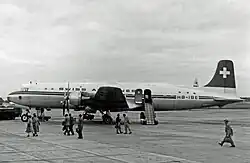 Douglas DC-6 de SwissAir en el aeropuerto de Mánchester (1954)