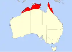 Distribución de D. petiolaris en Australia