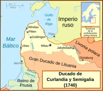Ducado de Curlandia en 1740