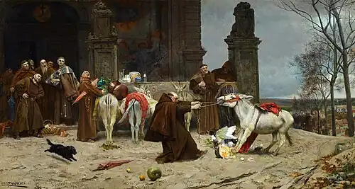 El monje y el burro rebelde o Regreso al convento (Museo Carmen Thyssen Málaga, 1868).