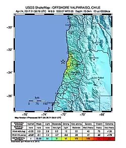 Terremoto M6.9 in offshore Valparaíso, Chile. (24 de abril de 2017).