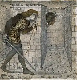 Tile design depicting Theseus and the Minotaur in the labyrinth