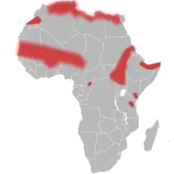      Distribución de la cobra egipcia