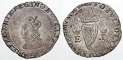 Grañón irlandés de 1561. Las monedas eran el medio más masivo por el cual el pueblo recibía imágenes de Isabel.