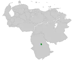 Distribución geográfica del coludo del Duida.