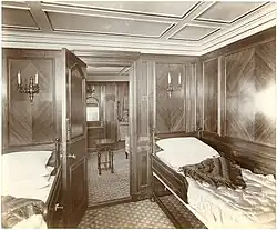 Suites de primera clase a bordo del Lusitania, c. 1907.