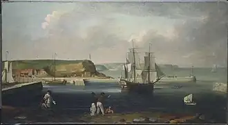 El Endeavour (barco del capitán Cook) zarpa del puerto de Whitby en 1768.