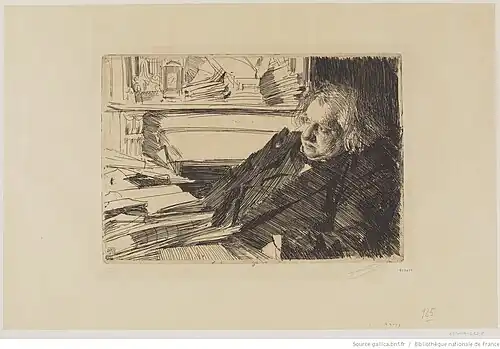 Anders Zorn. Ernest Renan, 1892. Aguafuerte.