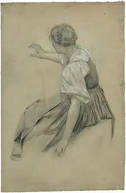 Chica joven con dirnl, Ernst Klimt.