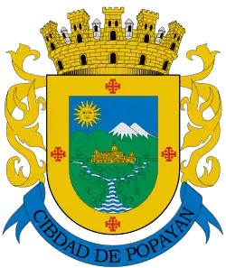 Corona mural de ciudad en el escudo de Popayán.