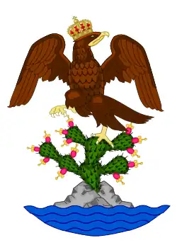 Escudo oficial del Primer Imperio, de acuerdo a los decretos del 2 de noviembre de 1821 y 7 de enero de 1822.
