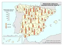 Mapa de producción cerealista (1882-1890).