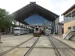 La estación de Delicias, exhibición al aire libre del Museo del Ferrocarril de Madrid.