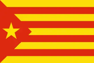 Estelada usada por el extinto PCE(i) en Cataluña