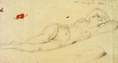 Ingres, boceto para La Durmiente de Nápoles datado en 1808 (Museo Ingres, Montauban).[1]​