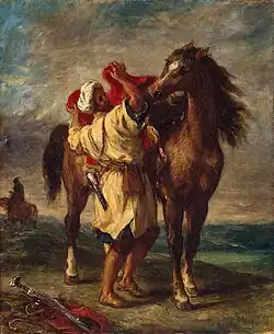 Marroquí ensillando su caballo, 1855, Museo del Hermitage.