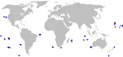Distribución del tiburón pigmeo (en azul)