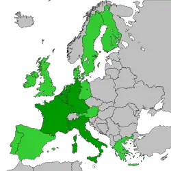      Estados fundadores      Estados que se unieron en los años 1970, 1980 y 1990.