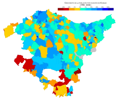 Crecimiento de la población por municipio (2008-2018)
