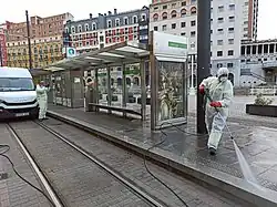 Desinfección de calles en Bilbao.