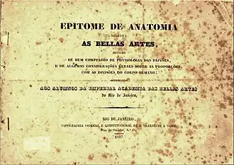 Portada del tratado de Félix-Émile Taunay Epitome de Anatomía Relativa as Bellas Artes, 1837. Museo Juan VI